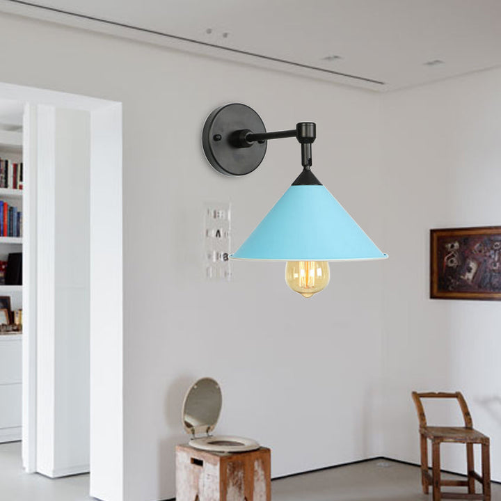 Lisslune | Black/Gray Conical Wall Light Industrial Stylish Metallic 1 Head Bathroom Wall Lamp