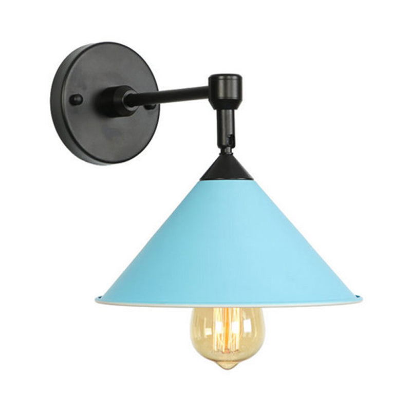 Lisslune | Black/Gray Conical Wall Light Industrial Stylish Metallic 1 Head Bathroom Wall Lamp