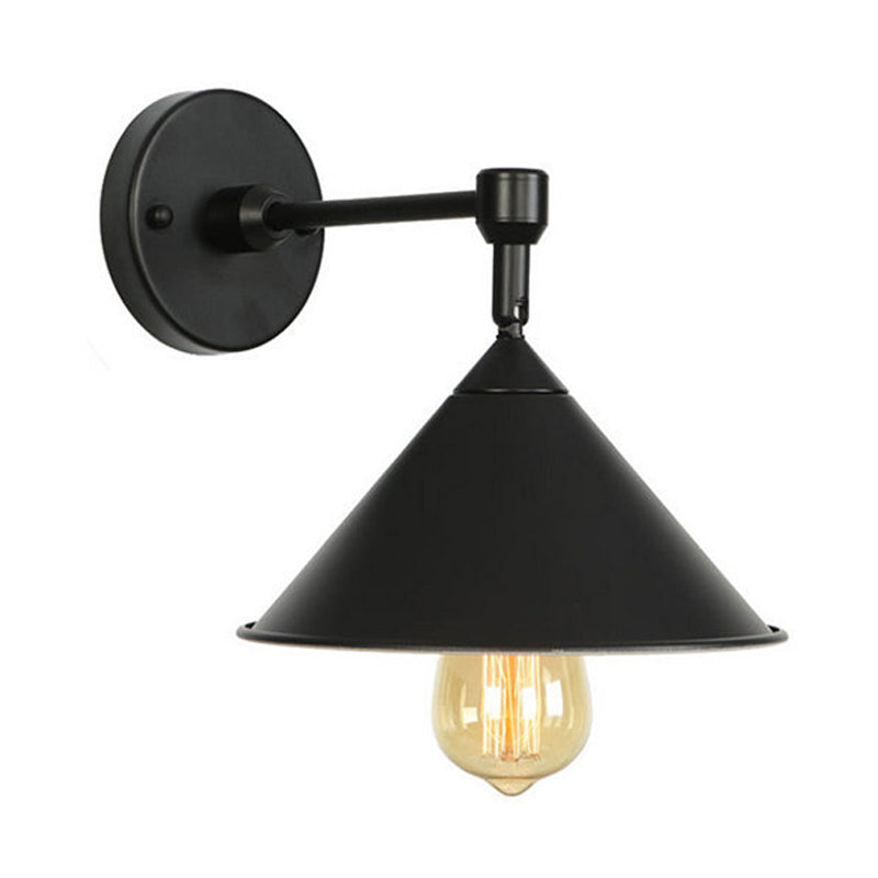 Lisslune | Black/Gray Conical Wall Light Industrial Stylish Metallic 1 Head Bathroom Wall Lamp