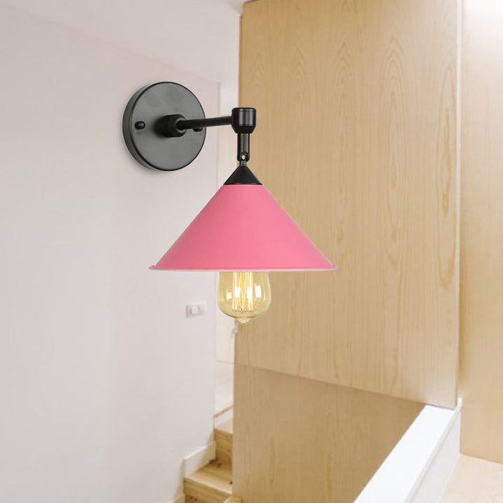 Lisslune | Black/Gray Conical Wall Light Industrial Stylish Metallic 1 Head Bathroom Wall Lamp