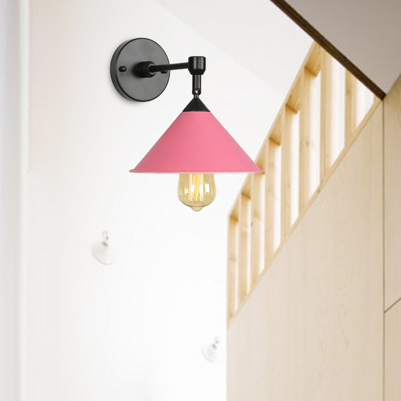 Lisslune | Black/Gray Conical Wall Light Industrial Stylish Metallic 1 Head Bathroom Wall Lamp