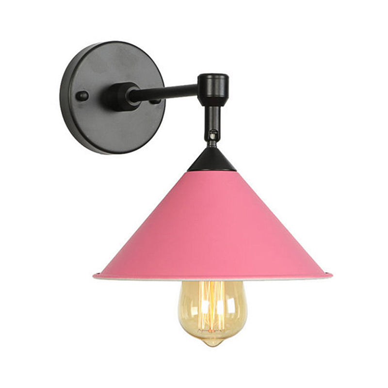 Lisslune | Black/Gray Conical Wall Light Industrial Stylish Metallic 1 Head Bathroom Wall Lamp