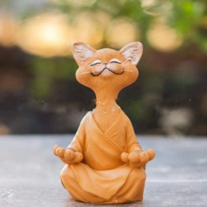 Lisslune | Playful Black Buddha Cat Figure Meditation Yoga Collectible Happy Cat Decor Home Garden Decoration Garden Ornament