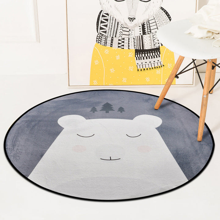Lisslune | Stylish children's rug in white and blue animal flamingo bear lion pattern rug polyester washable rug for the children's room