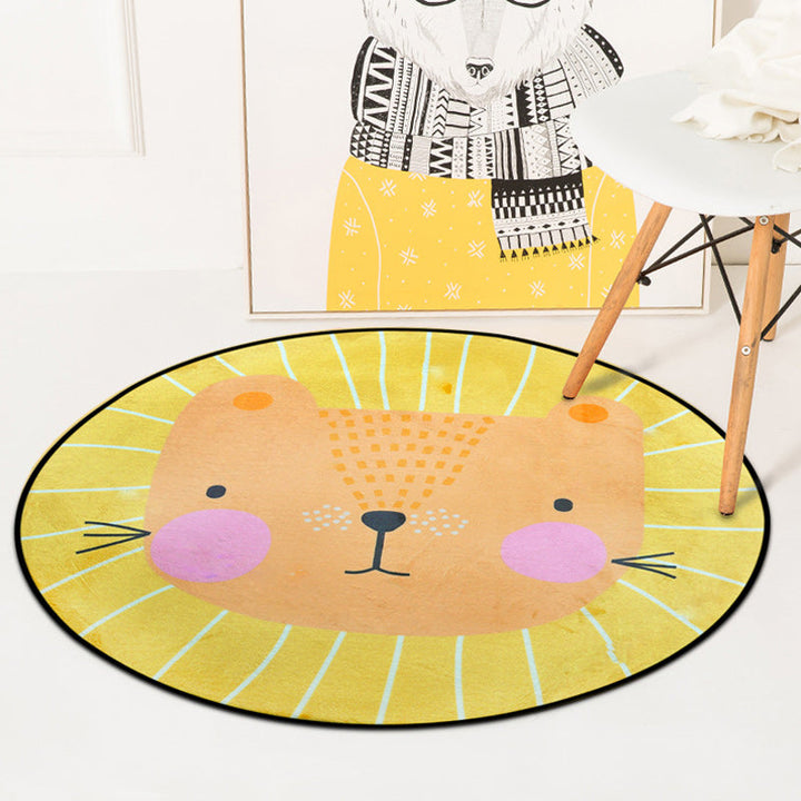 Lisslune | Stylish children's rug in white and blue animal flamingo bear lion pattern rug polyester washable rug for the children's room