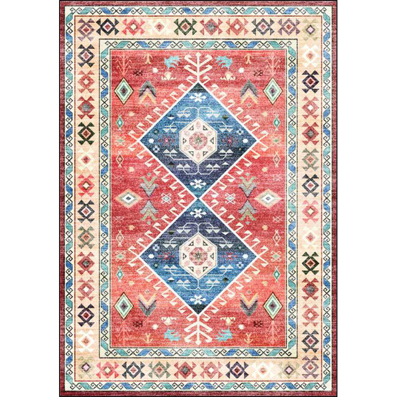 Lisslune | Classic tribal pattern carpet light red southwest carpet polyester machine washable non-slip back carpet for bedroom