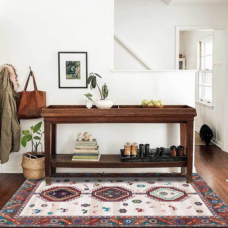 Lisslune | Classic Tribal Pattern Rug Brown and Beige Southwestern Rug Polyester Machine Washable Non-Slip Back Rug for Bedroom