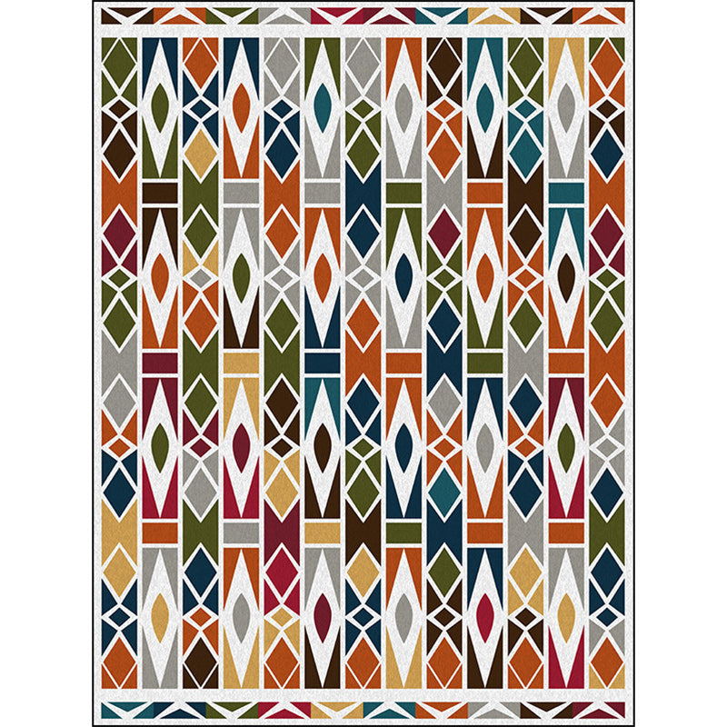 Lisslune | Southwest Living Room Carpet Colorful Geometric Diamond Print Carpet Polyester Machine Washable Area Rug