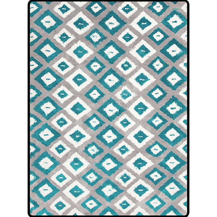 Lisslune | Blue and Gray Bedroom Rug Novelty Geometric Diamond Pattern Area Rug Polyester Pet-Friendly Rug