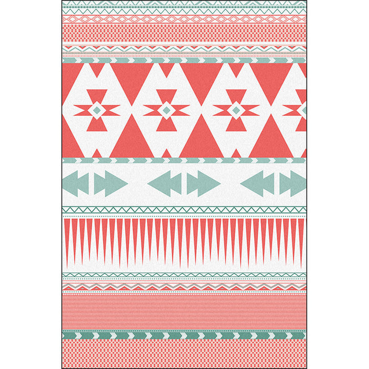 Lisslune | Pink Bedroom Rug Southwestern Geometric Striped Pattern Area Rug Polyester Pet-Friendly Rug