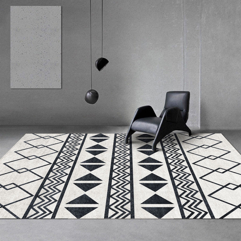Lisslune | Black and Gray Southwest Carpet Polyester Tree Pattern Carpet Washable Non-Slip Underlay Carpet for Living Room
