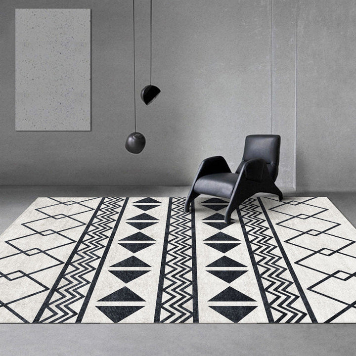 Lisslune | Black and Gray Southwest Carpet Polyester Tree Pattern Carpet Washable Non-Slip Underlay Carpet for Living Room