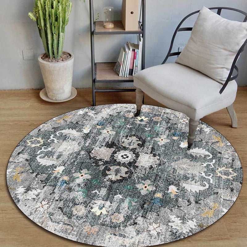 Lisslune | Persian Medallion Pattern Carpet Pink and Green Polyester Carpet Machine Washable Non-Slip Carpet for the Bedroom