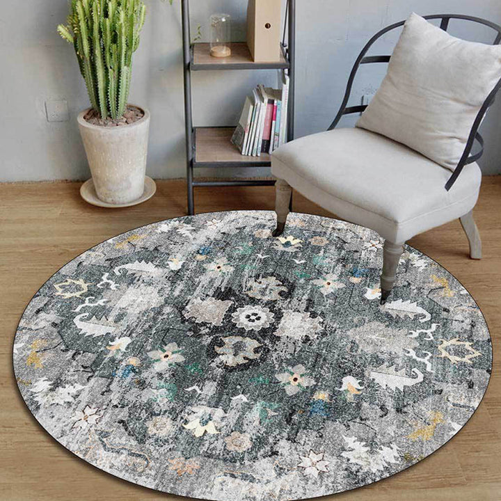 Lisslune | Persian Medallion Pattern Carpet Pink and Green Polyester Carpet Machine Washable Non-Slip Carpet for the Bedroom
