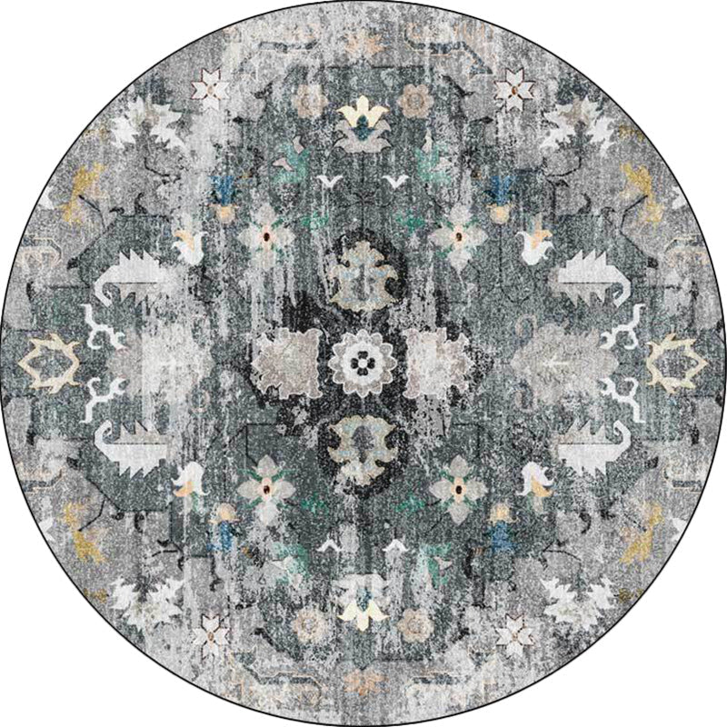 Lisslune | Persian Medallion Pattern Carpet Pink and Green Polyester Carpet Machine Washable Non-Slip Carpet for the Bedroom