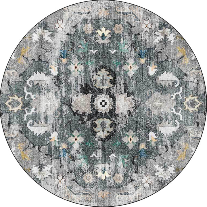 Lisslune | Persian Medallion Pattern Carpet Pink and Green Polyester Carpet Machine Washable Non-Slip Carpet for the Bedroom