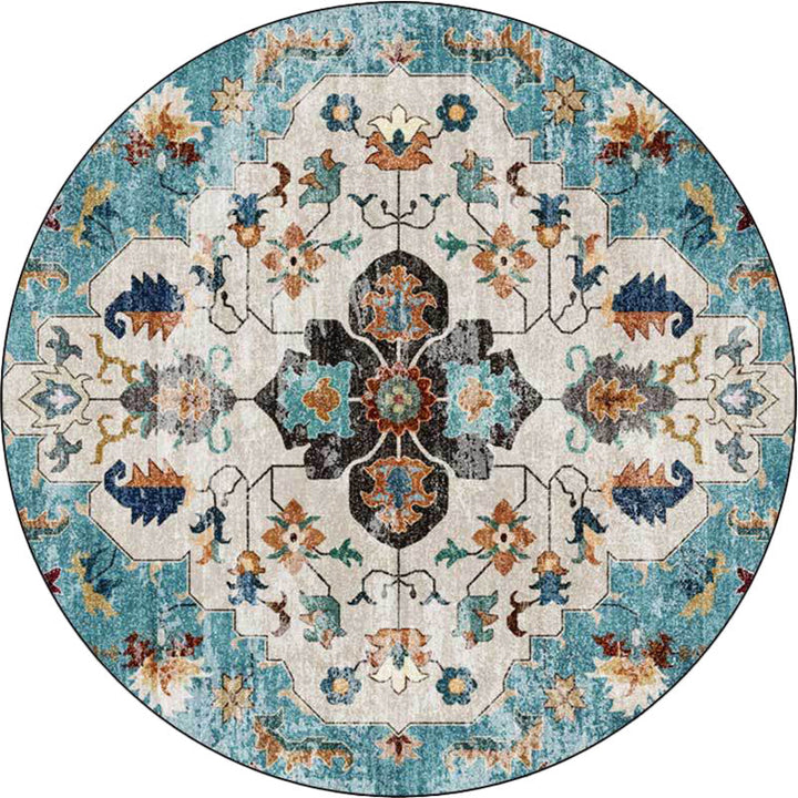 Lisslune | Persian Medallion Pattern Carpet Pink and Green Polyester Carpet Machine Washable Non-Slip Carpet for the Bedroom