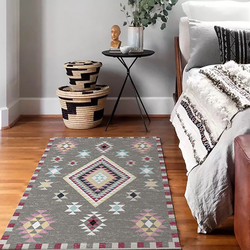Lisslune | American Southwest rug in gray geometric diamond pattern Rug Polyester washable Rug for home decoration