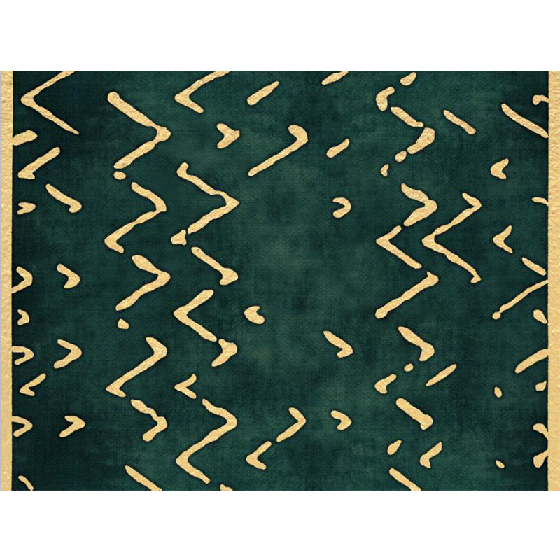 Lisslune | Novelty Living Room Rug in green geometric line pattern Rug Polyester pet-friendly area rug