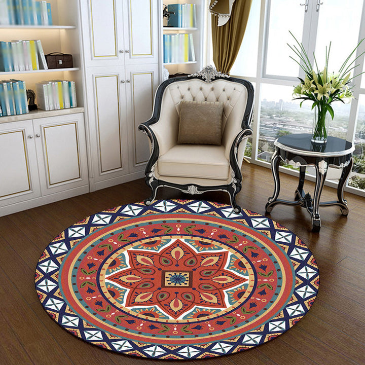 Lisslune | Persian Medallion Pattern Carpet Red Polyester Carpet Machine Washable Non-slip Carpet for the Bedroom