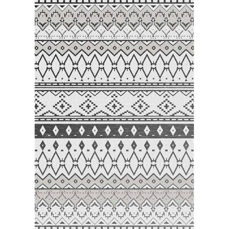 Lisslune | Gray Bedroom Rug Southeast-Geometric Diamond Pattern Area Rug Polyester Stain Resistant Pet Friendly Rug