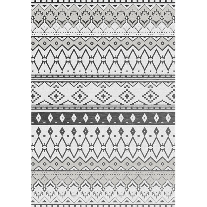 Lisslune | Gray Bedroom Rug Southeast-Geometric Diamond Pattern Area Rug Polyester Stain Resistant Pet Friendly Rug