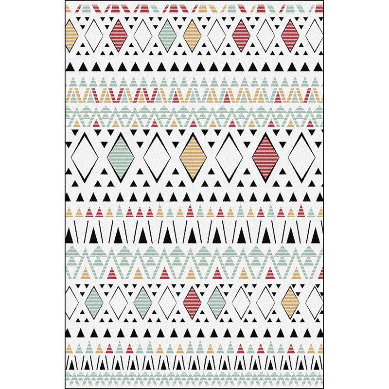 Lisslune | American Southwest Rug with White Geometric Diamond Pattern Rug Polyester Non-Slip Rug for Home Decor
