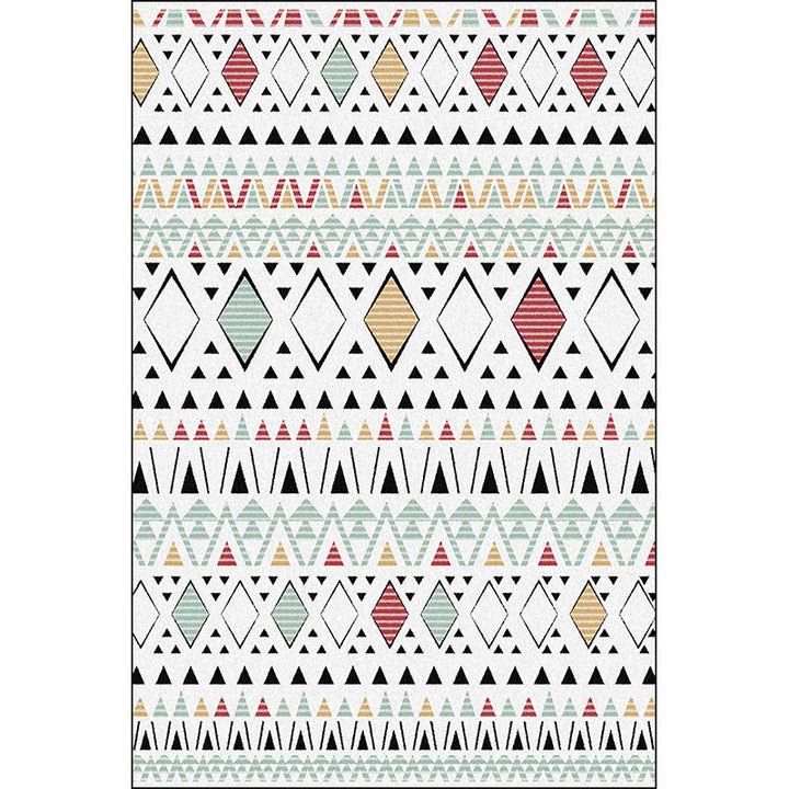 Lisslune | American Southwest Rug with White Geometric Diamond Pattern Rug Polyester Non-Slip Rug for Home Decor