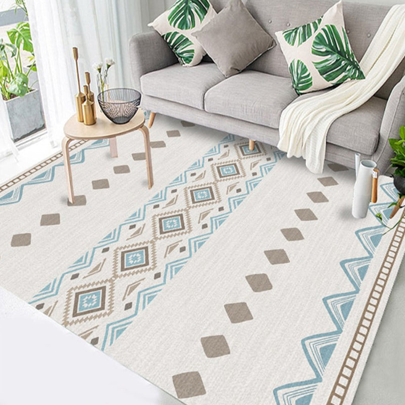 Lisslune | Americana Tribal Geometric Pattern Rug Black and Grey Polyester Rug Machine Washable Non-Slip Area Rug for Bedroom