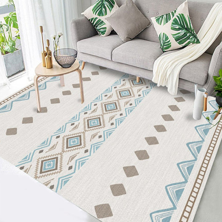 Lisslune | Americana Tribal Geometric Pattern Rug Black and Grey Polyester Rug Machine Washable Non-Slip Area Rug for Bedroom