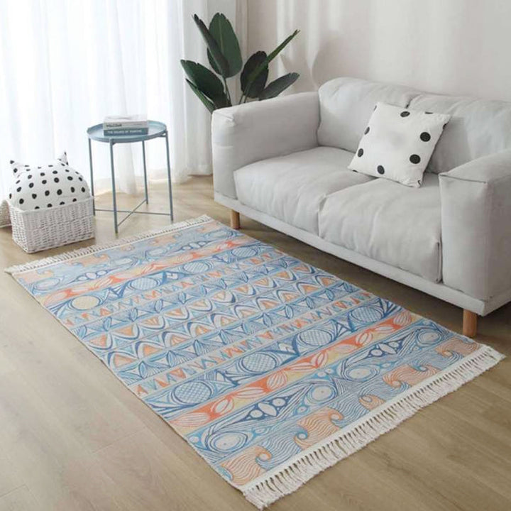 Lisslune | Gray and Brown Southwestern Rug Linen Tribal Geometric and Stripe Pattern Rug Washable Fringed Rug for the Living Room