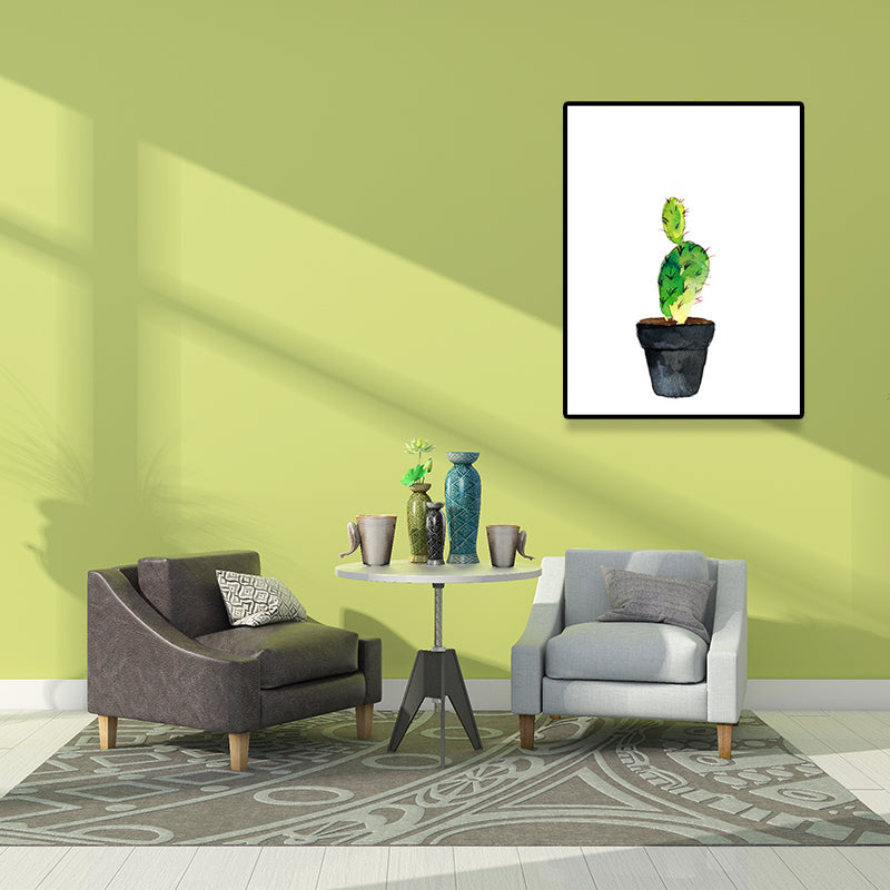 Lisslune | Green Pot Cactus Wall Art Decor Plant Tropical Texture Canvas Print for Home