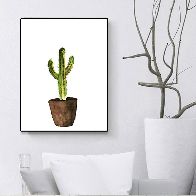 Lisslune | Green Pot Cactus Wall Art Decor Plant Tropical Texture Canvas Print for Home