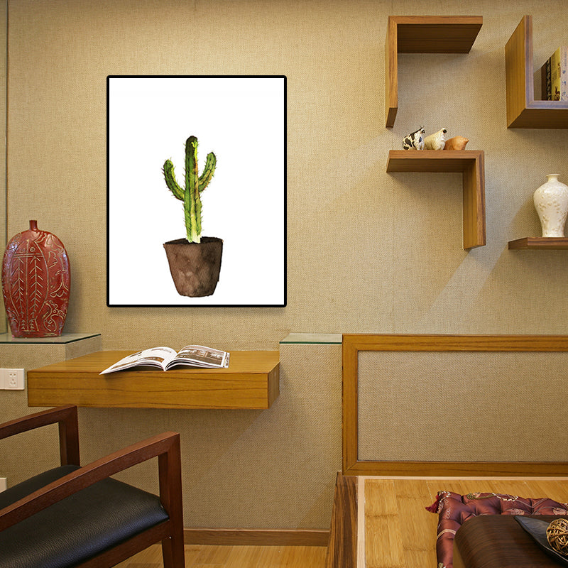 Lisslune | Green Pot Cactus Wall Art Decor Plant Tropical Texture Canvas Print for Home