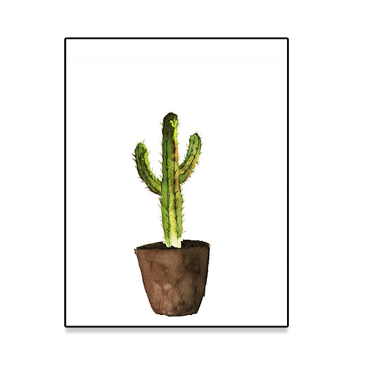 Lisslune | Green Pot Cactus Wall Art Decor Plant Tropical Texture Canvas Print for Home