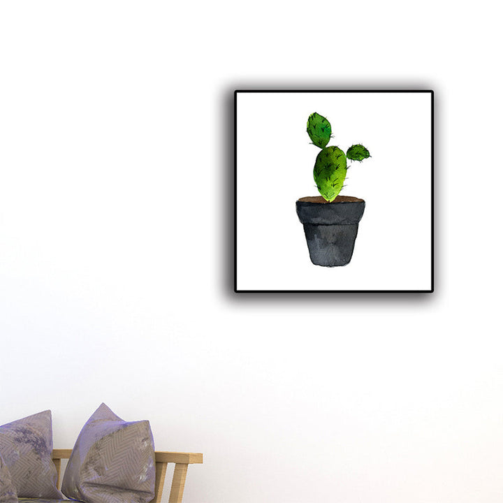 Lisslune | Green Pot Cactus Wall Art Decor Plant Tropical Texture Canvas Print for Home