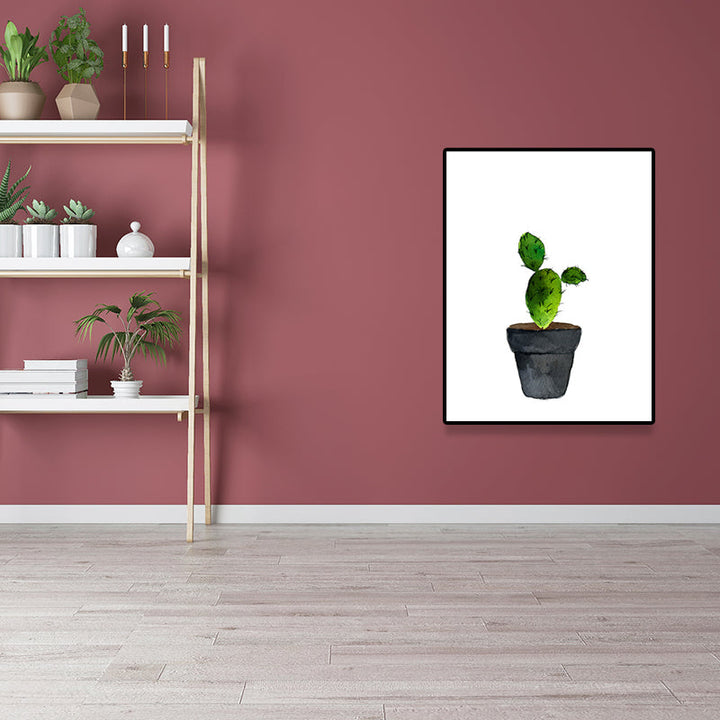 Lisslune | Green Pot Cactus Wall Art Decor Plant Tropical Texture Canvas Print for Home