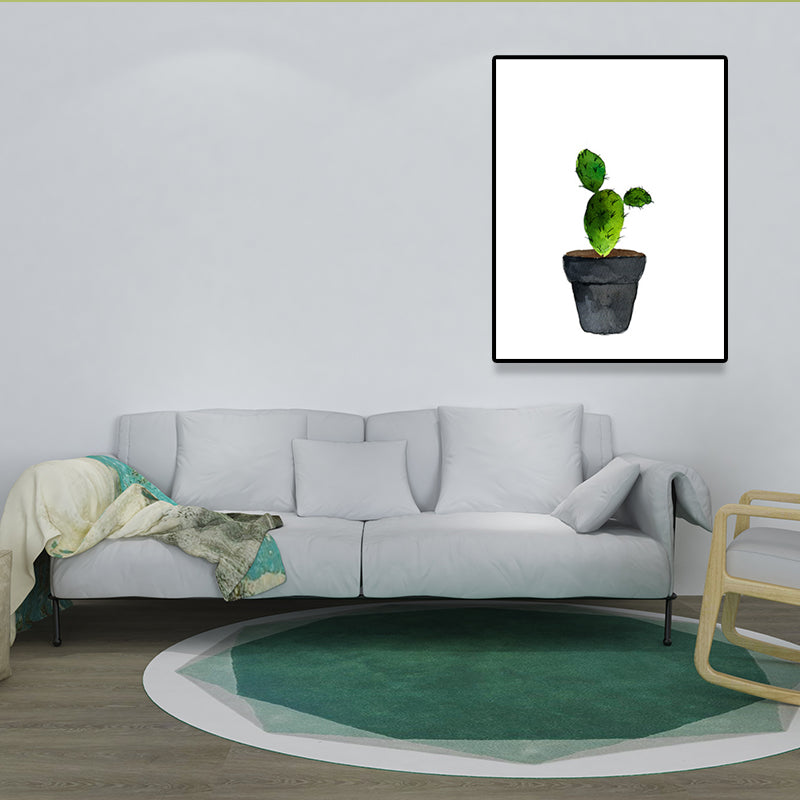 Lisslune | Green Pot Cactus Wall Art Decor Plant Tropical Texture Canvas Print for Home