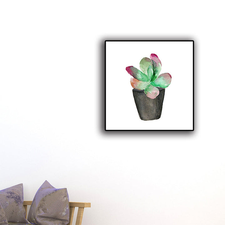 Lisslune | Tropix Succulent Plant Sign Canvas Structured Green Wall Art Print for Living Room