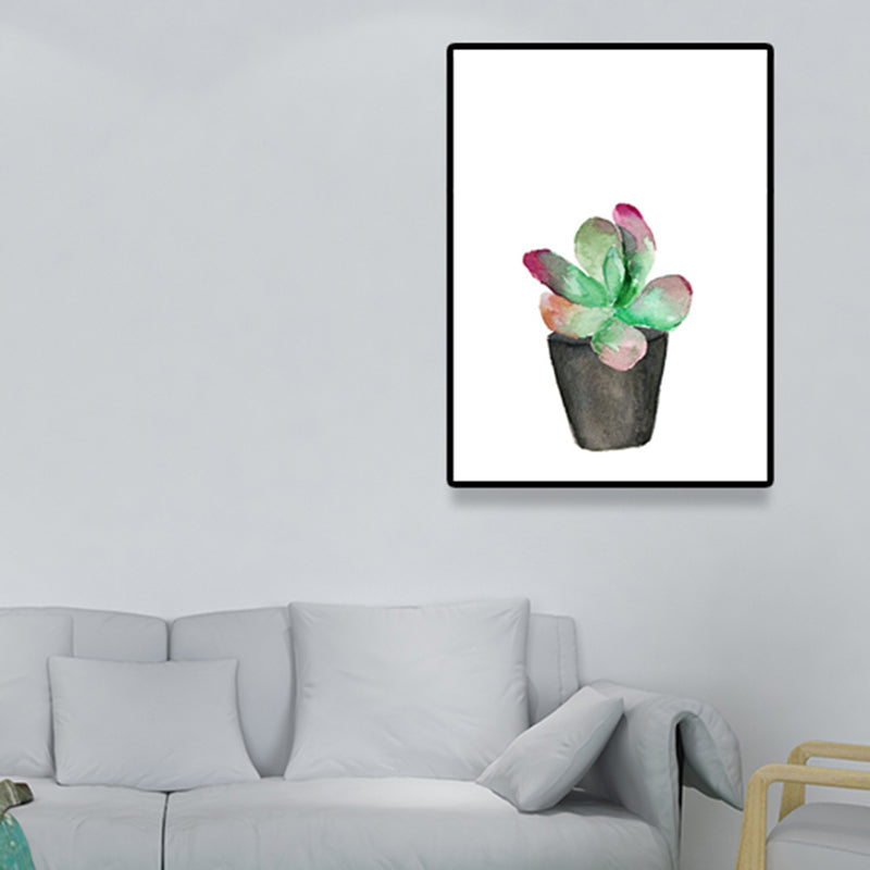 Lisslune | Tropix Succulent Plant Sign Canvas Structured Green Wall Art Print for Living Room