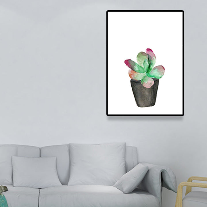 Lisslune | Tropix Succulent Plant Sign Canvas Structured Green Wall Art Print for Living Room