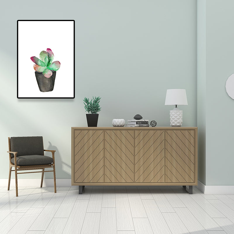 Lisslune | Tropix Succulent Plant Sign Canvas Structured Green Wall Art Print for Living Room
