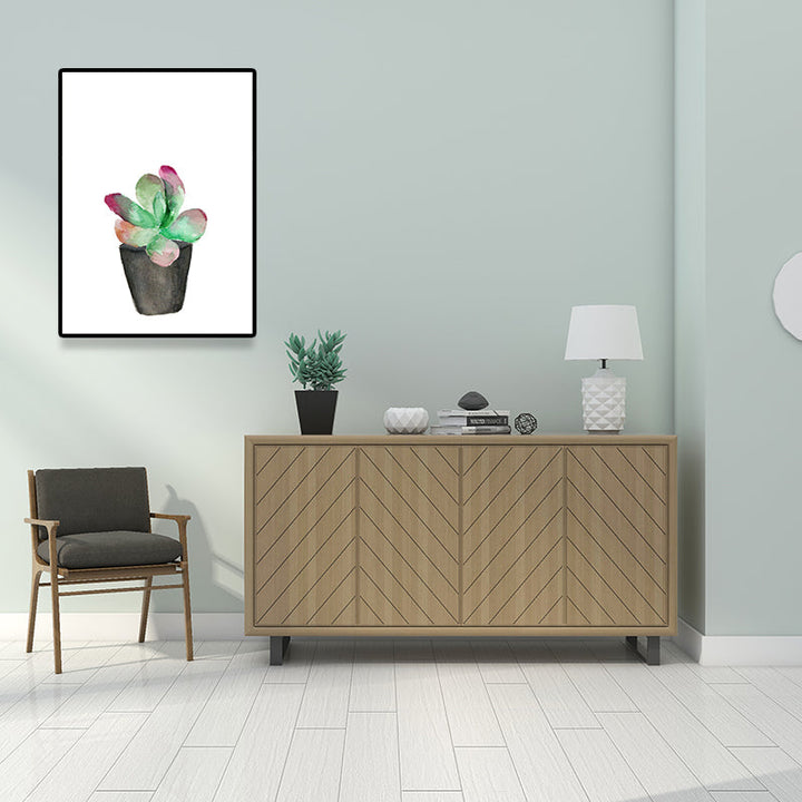 Lisslune | Tropix Succulent Plant Sign Canvas Structured Green Wall Art Print for Living Room