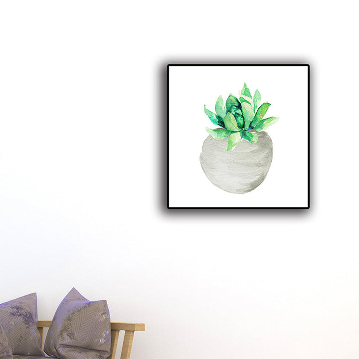 Lisslune | Tropix Succulent Plant Sign Canvas Structured Green Wall Art Print for Living Room