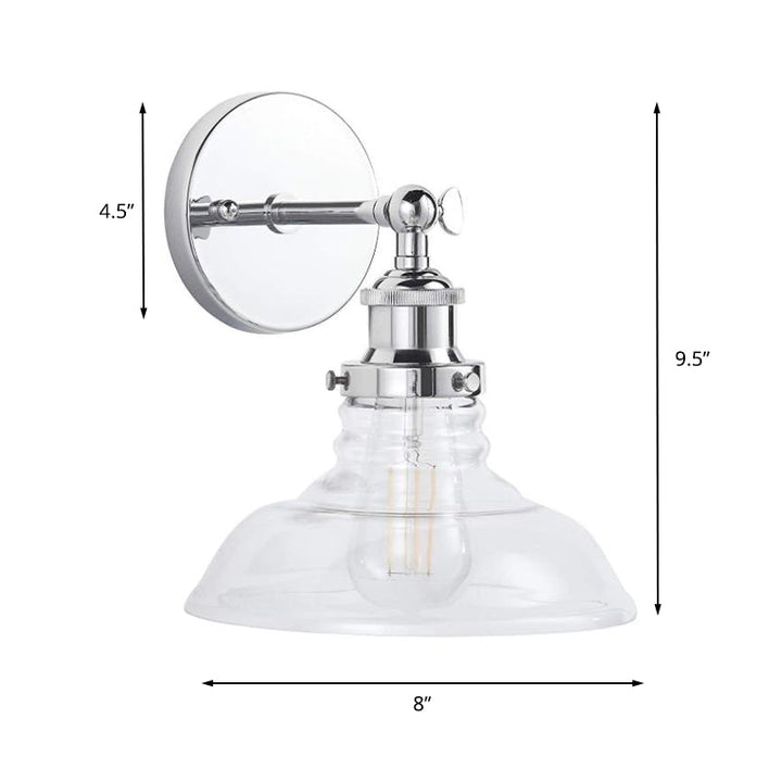 Lisslune | Clear Glass Chrome/Nickel Wall Light Barn 1-Bulb Industrial Wall Lamp for the Kitchen