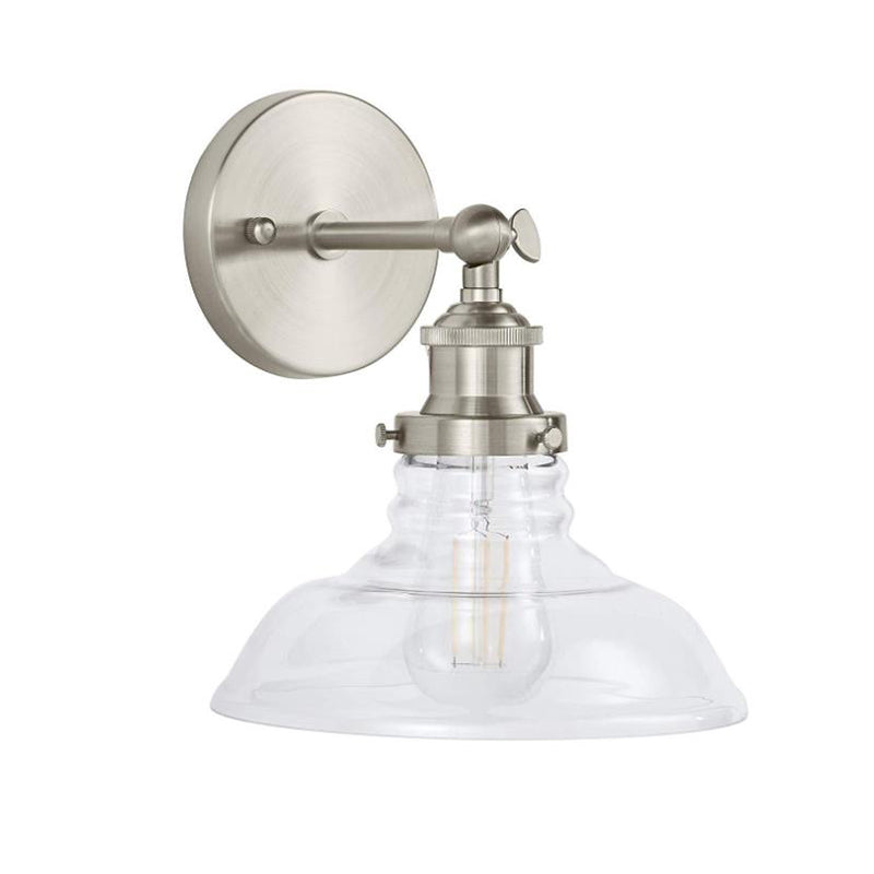 Lisslune | Clear Glass Chrome/Nickel Wall Light Barn 1-Bulb Industrial Wall Lamp for the Kitchen