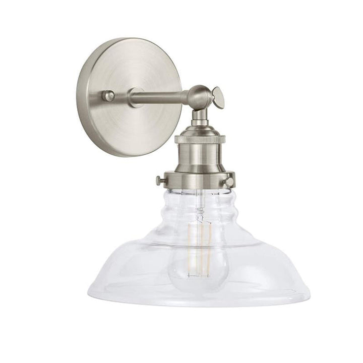 Lisslune | Clear Glass Chrome/Nickel Wall Light Barn 1-Bulb Industrial Wall Lamp for the Kitchen