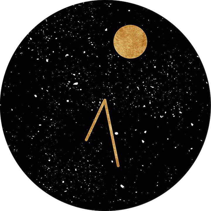 Lisslune | Novelty Outer Space Print Rug Black Polyester Rug Washable Non-Slip Back Rug for Living Room