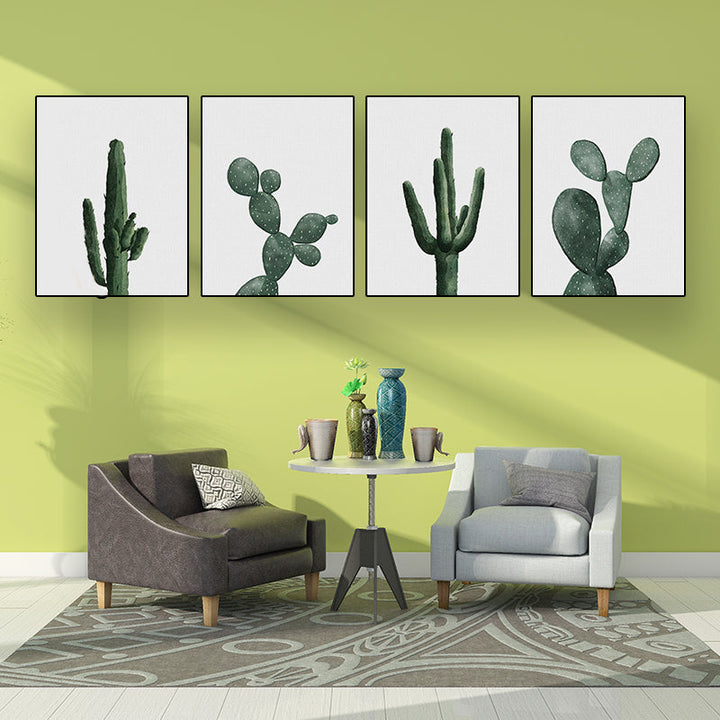 Lisslune | Tropical Plant Cactus Wall Decoration Green Texture Surface Canvas Print for Living Room
