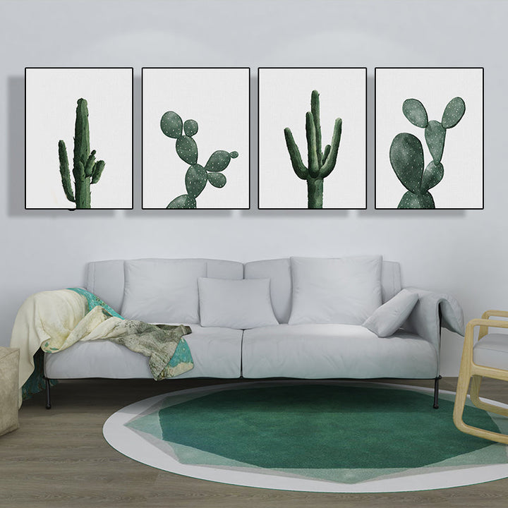 Lisslune | Tropical Plant Cactus Wall Decoration Green Texture Surface Canvas Print for Living Room